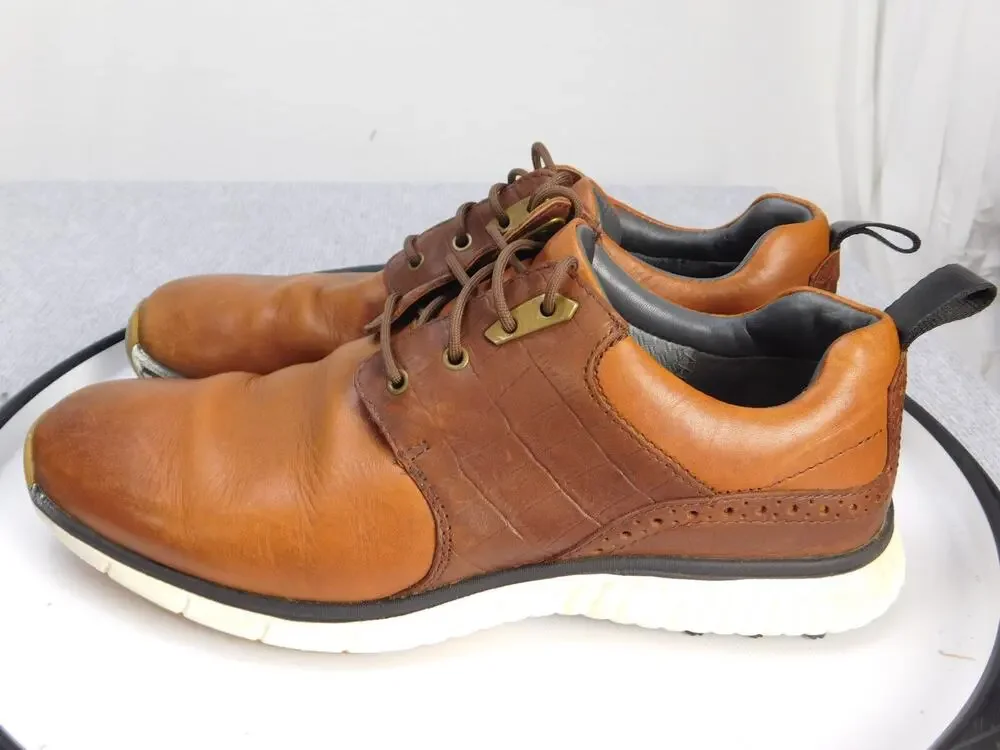Johnston & Murphy Spikeless Golf Shoes Mens 8 Brown Leather Saddle XC4 25-3572